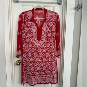 Vintage red embroidered tunic